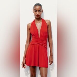 NWT Zara XL red halter mini dress, sold out